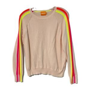 WISPR Womens Sweater M Pink Rainbow Stripes Long Sleeves Cotton Silk Blend